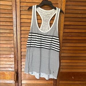 American Eagle Outfitters Cream and Black Racerback Tank Top